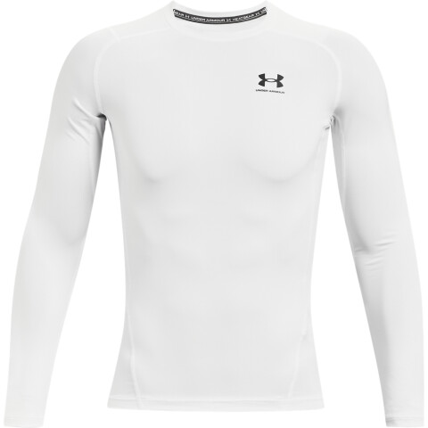 UA HG Armour Comp LS-WHT BLK-001