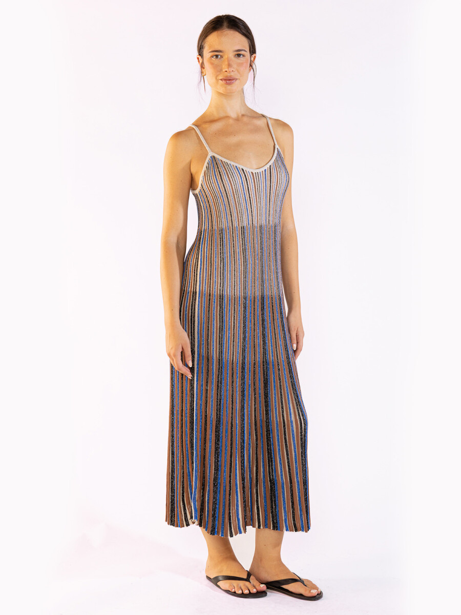 STRIPED LONG KNIT DRESS 