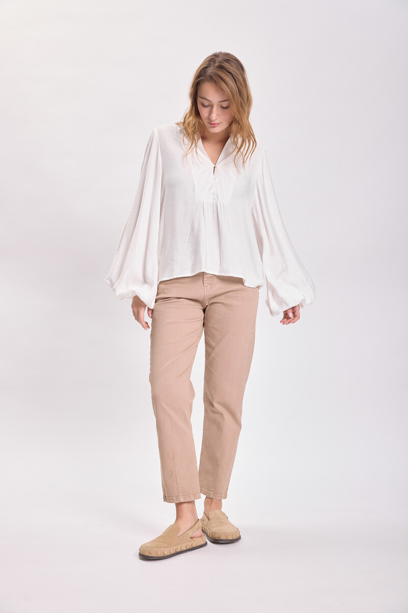Blusa cuello v Blanco