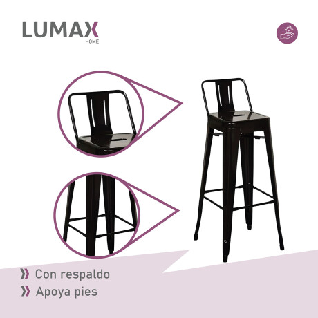 Taburete Tolix en metal con respaldo Negro