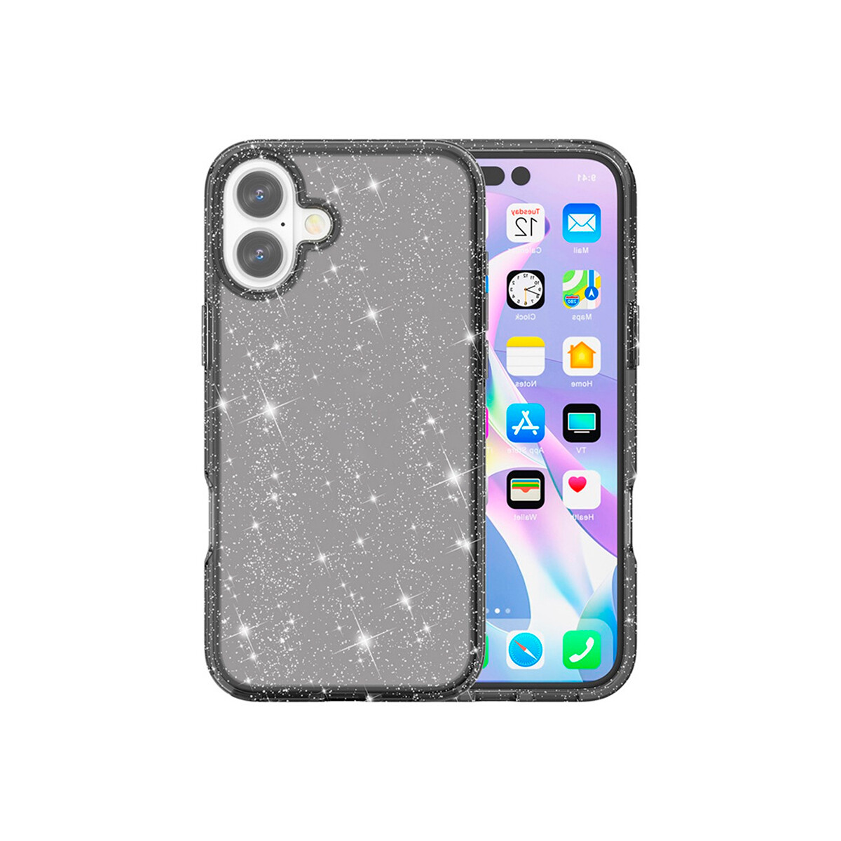 Protector para iPhone 17 glitter negro 