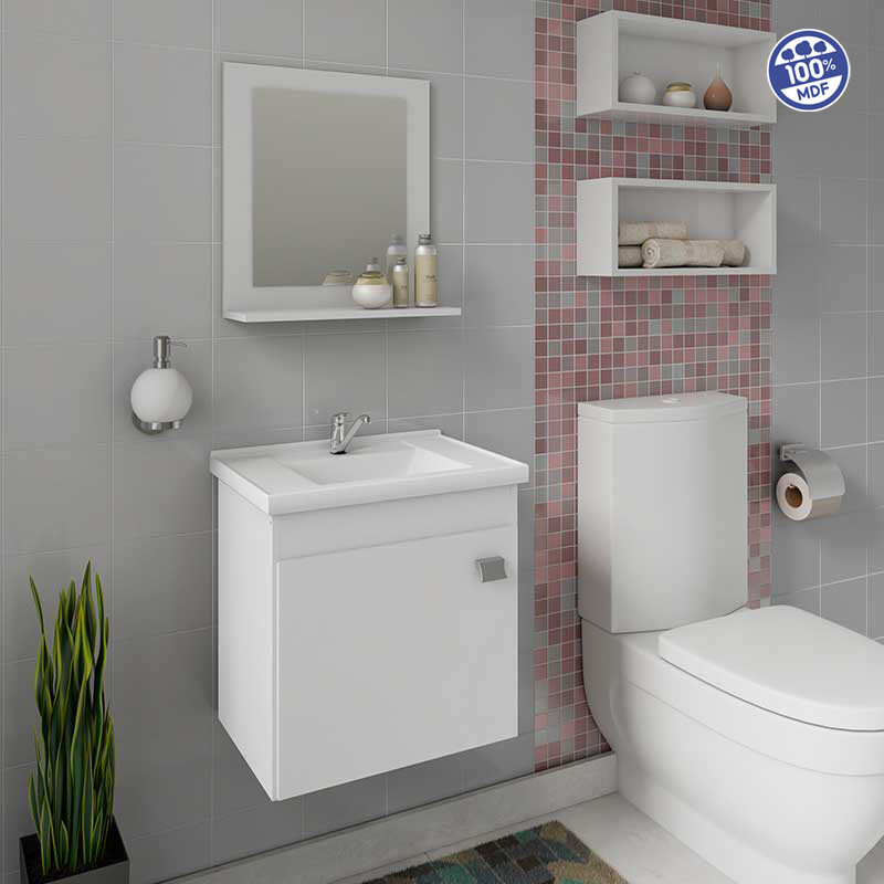 Mueble De Baño Mgm Iris Con Lavabo Y Mueble Blanco Con Orificio Para Grifos Mueble De Baño Mgm Iris Con Lavabo Y Mueble Blanco Con Orificio Para Grifos