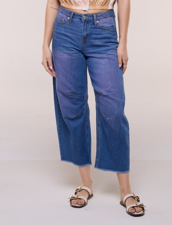 Jean Wide Leg Cropped Con Nervaduras JEAN