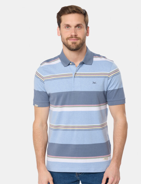 REMERA POLO RAYADA JERSEY Celeste