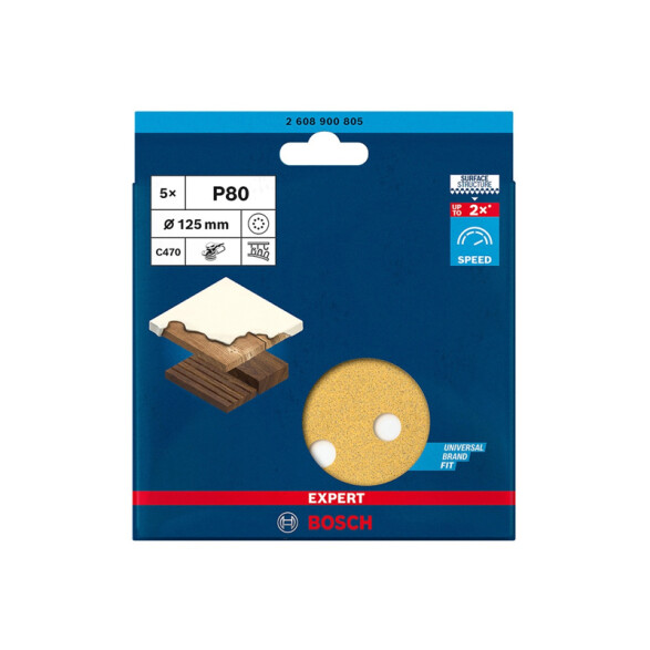 Lija con velcro 125mm grano 80 madera/metal BS4422