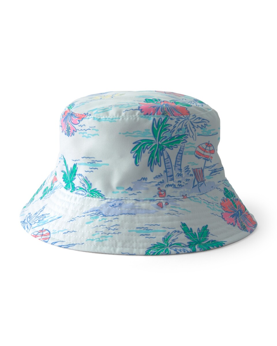 Gorro reversible, diseño tropical y beige 