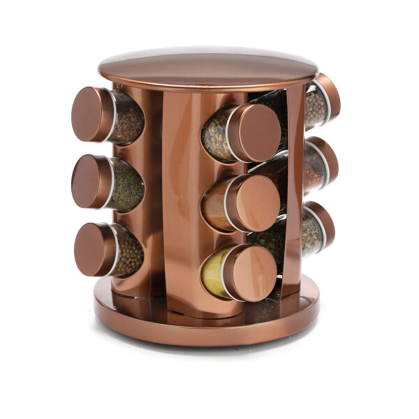Especiero Giratorio con 12 Frascos Porta Condimentos Cocina Acero inoxidable Imback Color Cobre Especiero Giratorio con 12 Frascos Porta Condimentos Cocina Acero inoxidable Imback Color Cobre