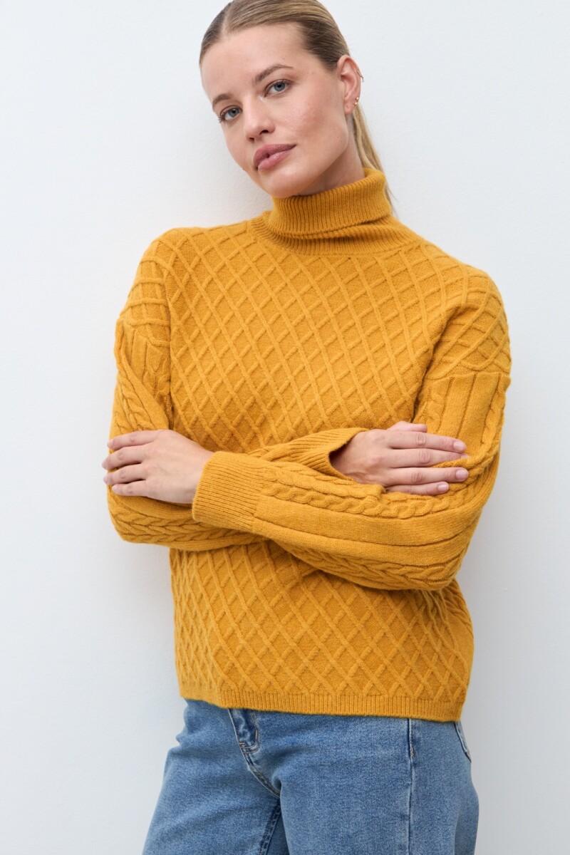 Polera estructuras rombos ocre