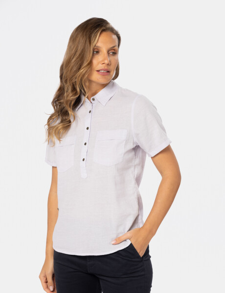 CAMISA DE LINO MEDIO BOTÓN Lila