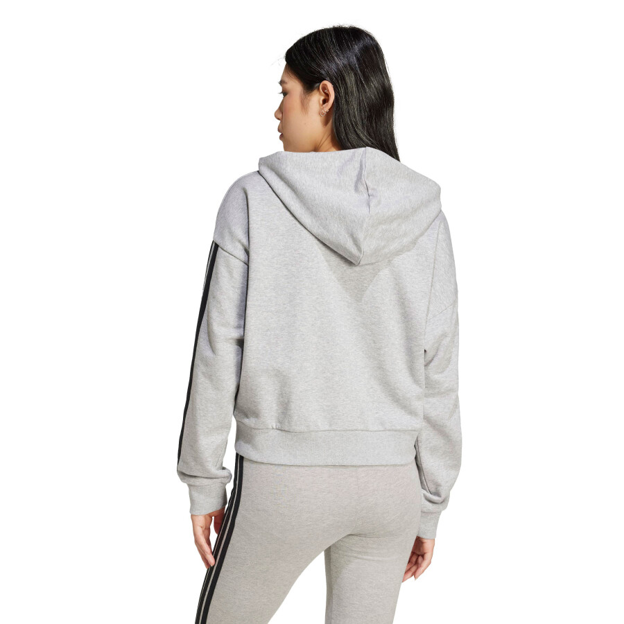 Campera de Mujer Adidas Essentials French Terry 3 Tiras Gris - Negro