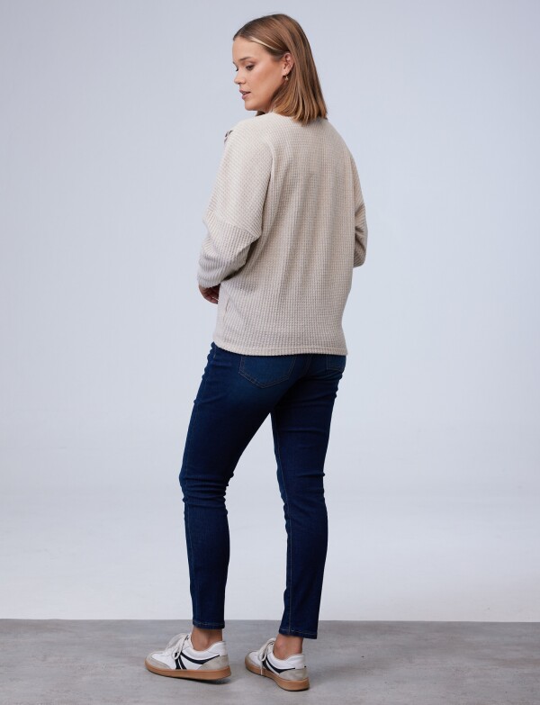 Buzo Cruzado Botones BEIGE