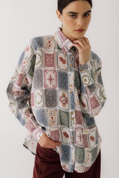 PRE VENTA Camisa Onda Print Ludika PRE VENTA Blanco
