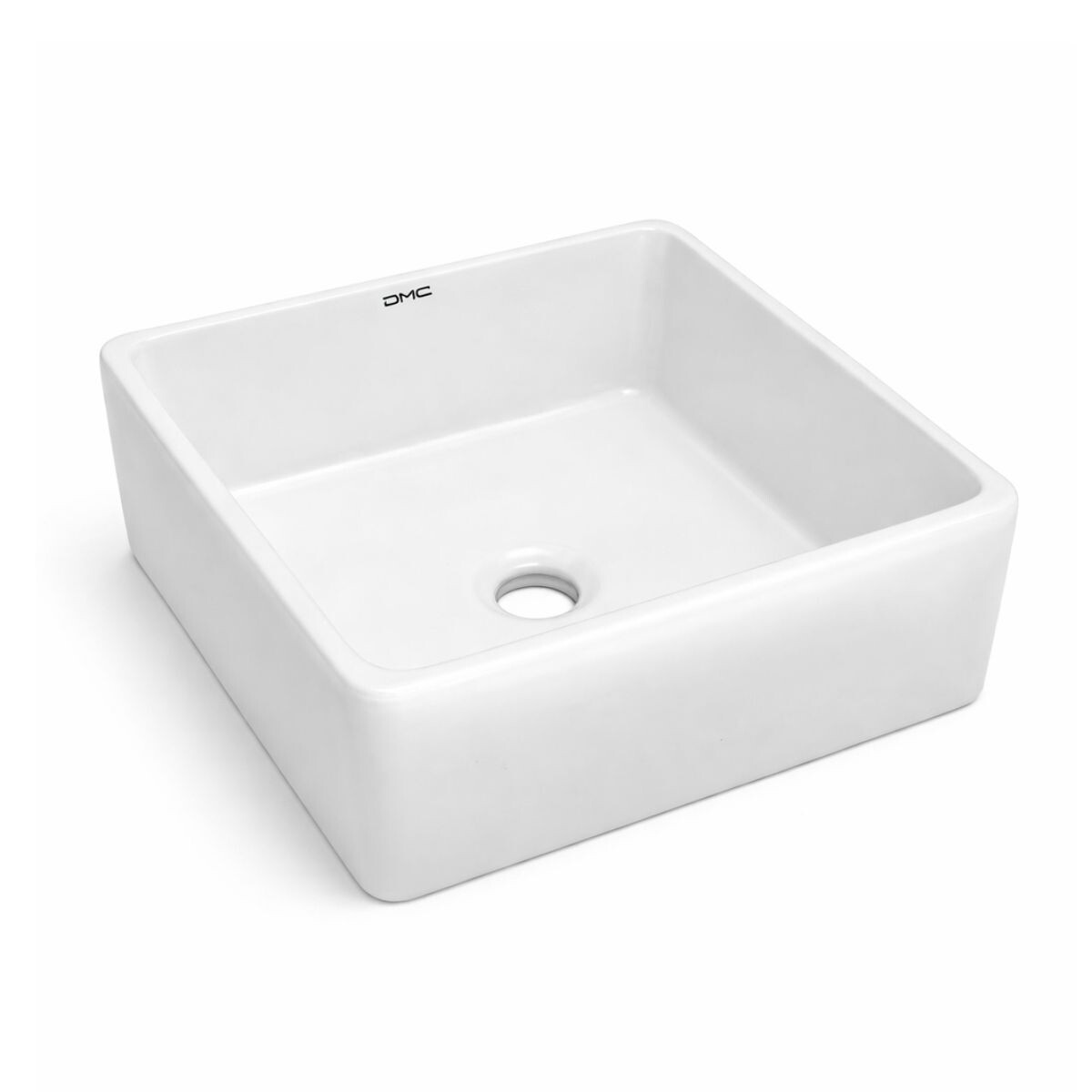 Bacha De Apoyo Cuadrada 38 Cm Blanco Brillo Dmc 