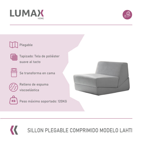Sillón Sofá Plegable Lumax Modelo Lahti en caja Compactado Gris