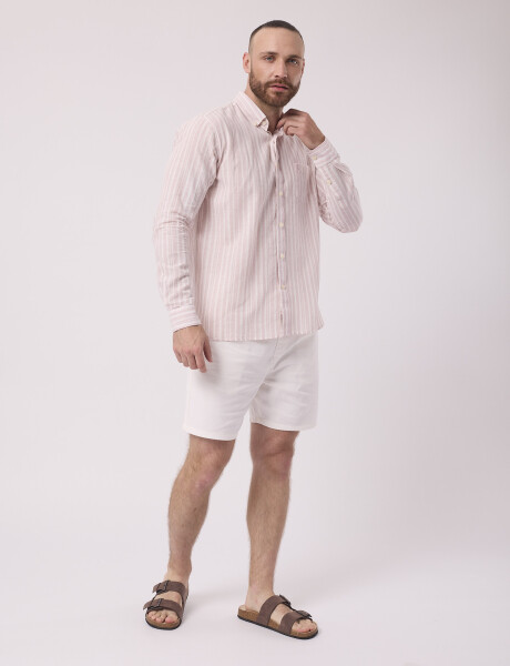 Camisa m/l rayada rosado claro