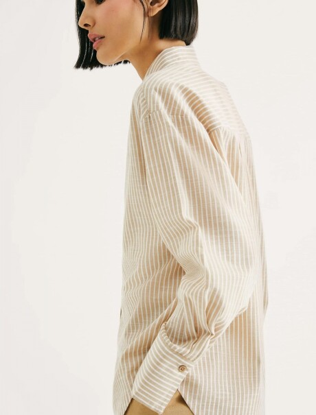 CAMISA MANGA LARGA DE RAYAS NARANJA