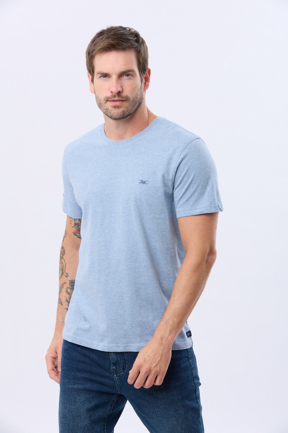 REMERA BÁSICA DE ALGODÓN Azul Melange