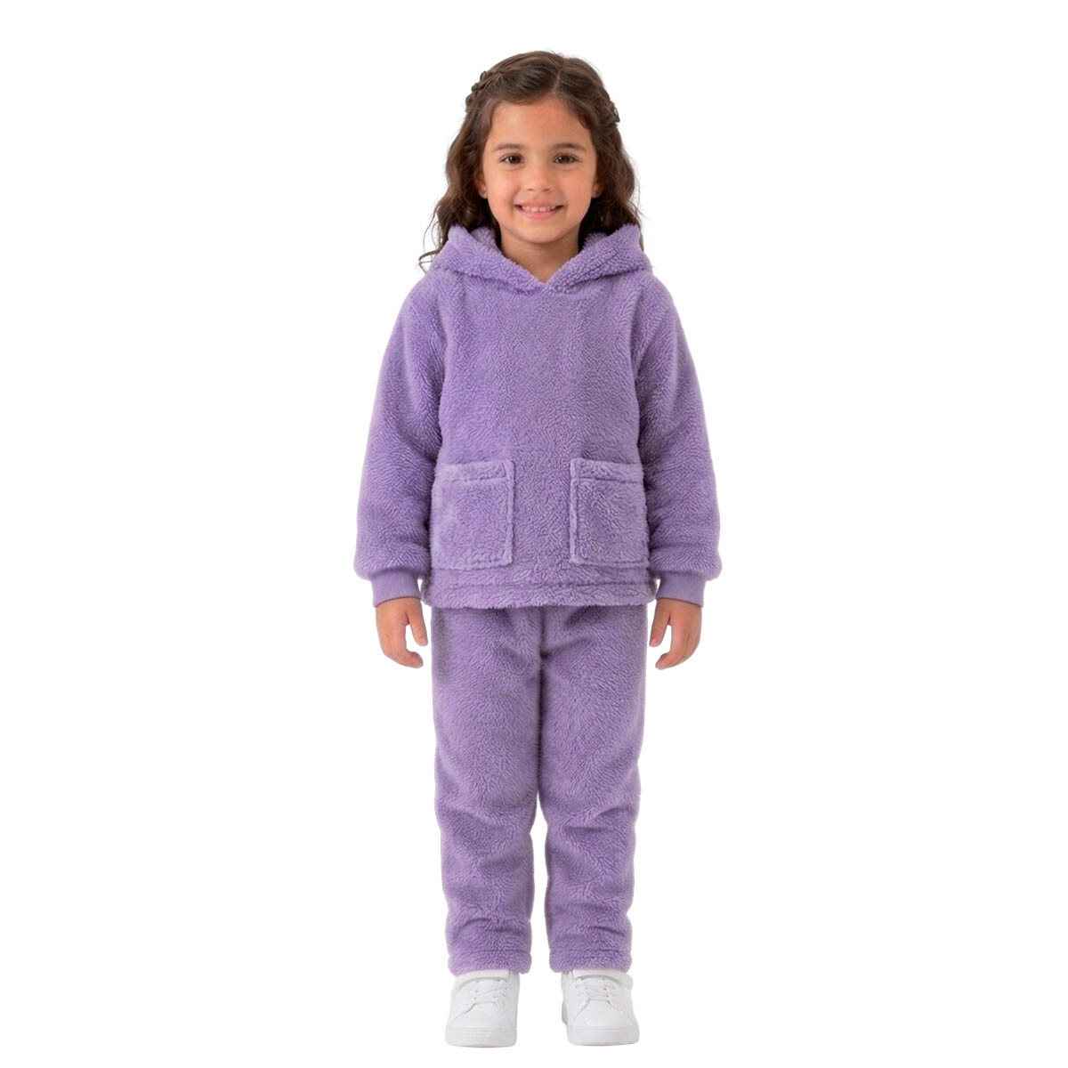 Pijama Para Niños Canguro Y Pantalón Plush Infantil - Violeta 