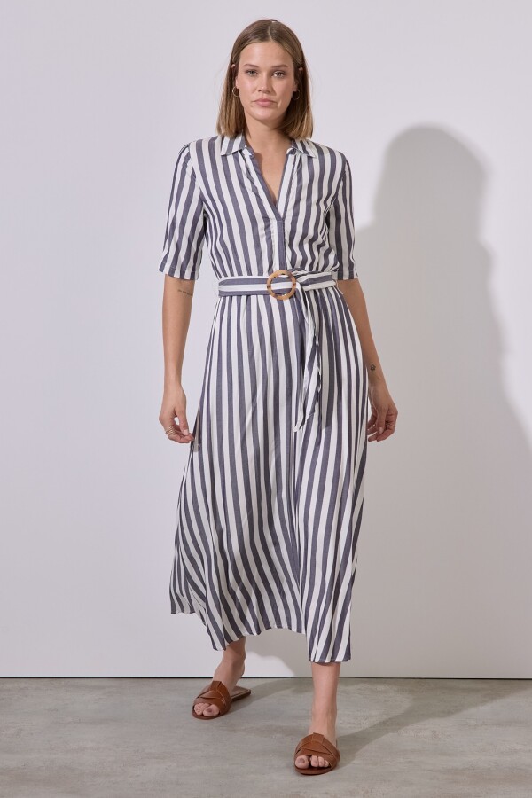 Vestido Maxi Stripes BLANCO/AZUL