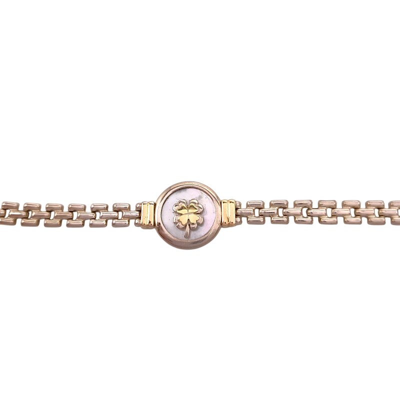 Pulsera Trébol-Plata y Oro-Nácar-PU5149 sinpiedra