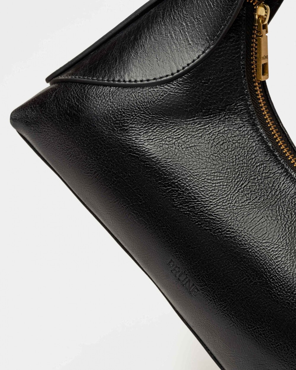 Cartera al hombro Windsor en cuero arrugado Negro