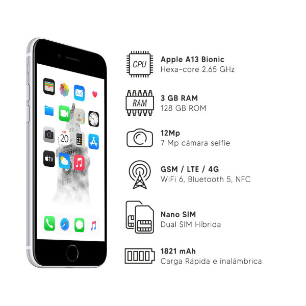 Iphone Se 3/128 Gb Re-certificado 4g BLANCO