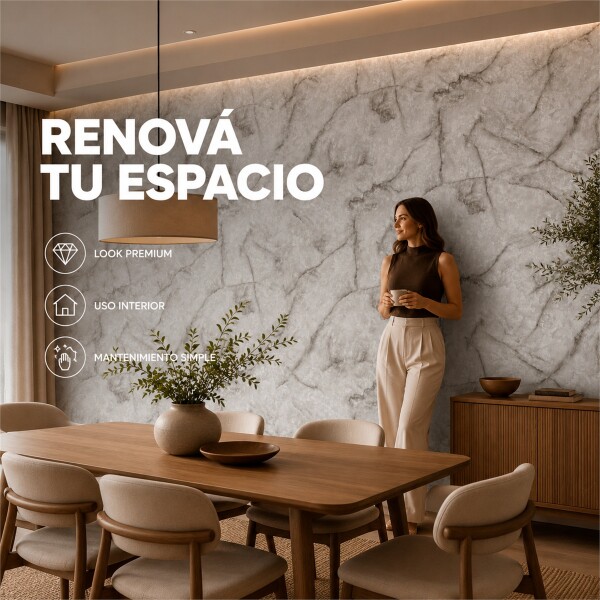 Pack x10 Placa PVC Símil Mármol 2,44x1,22m 3mm Resistente Mármol Gris 3