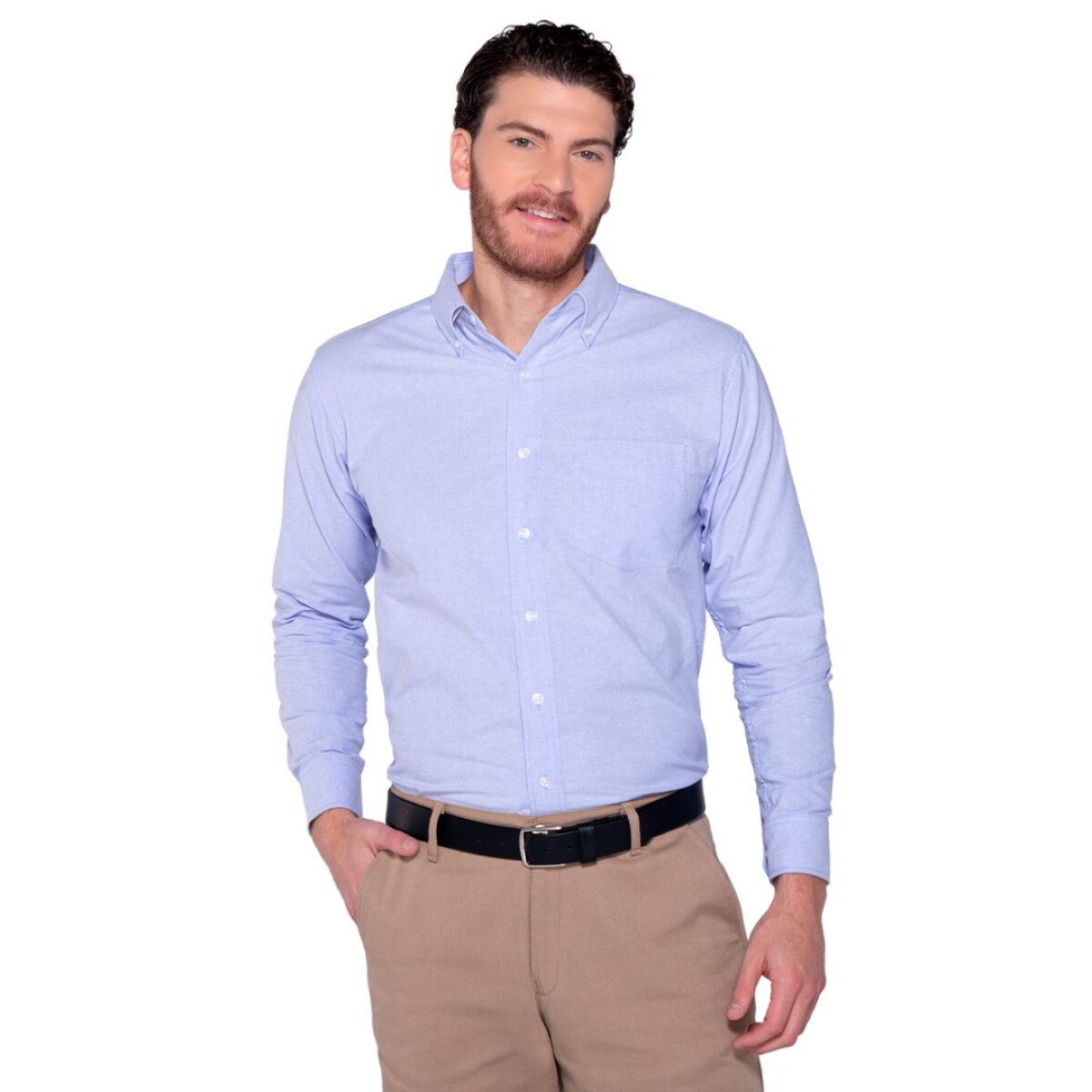 Camisa oxford manga larga - Azul claro 