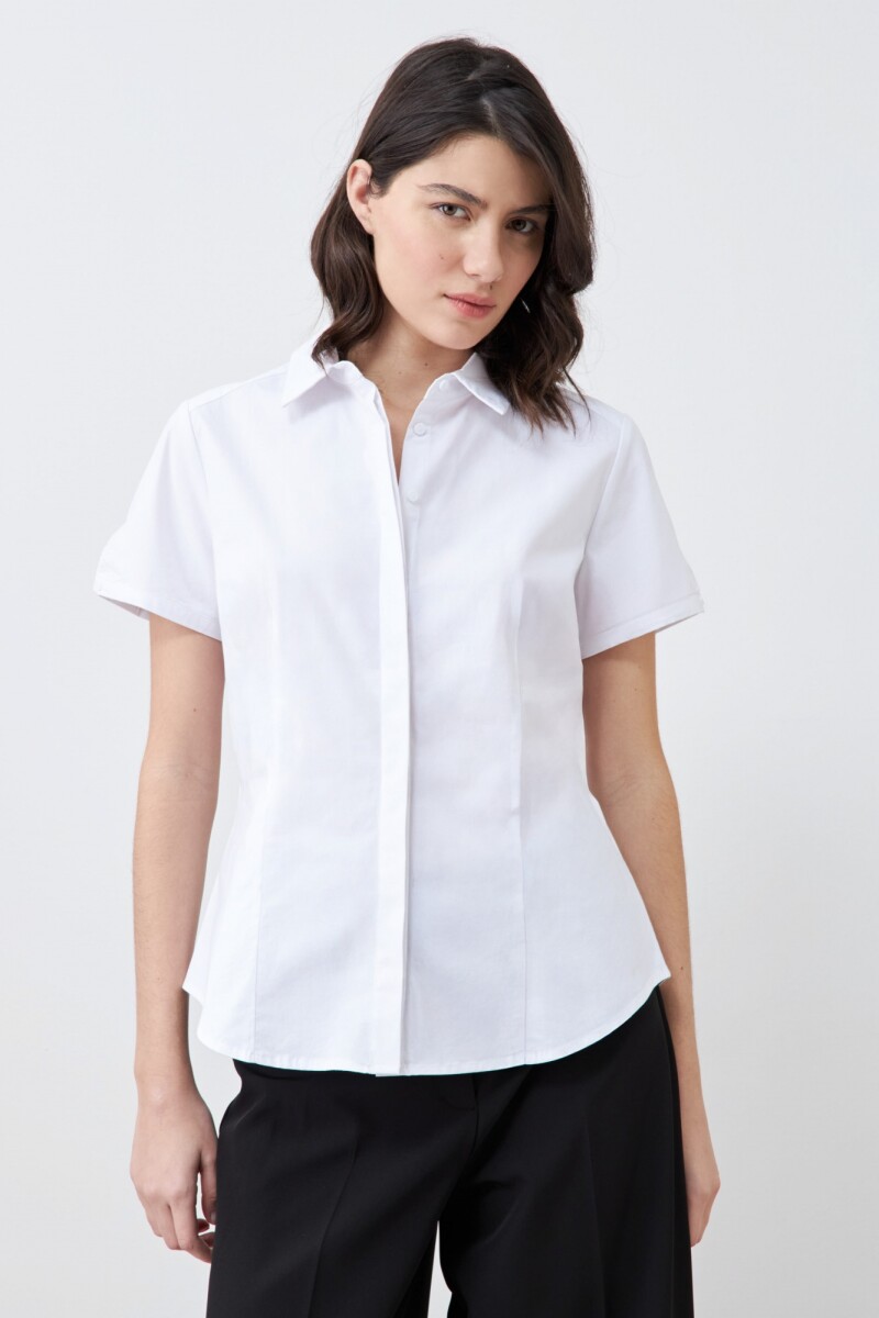 Camisa clásica manga corta blanco