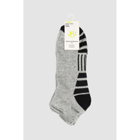 Pack x3 medias cortas con diseño deportivo Gris melange