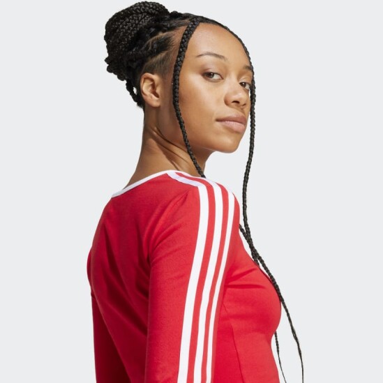 Remera Adidas Adicolor 3 Rayas Crop Rojo