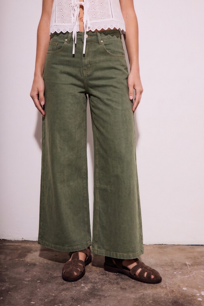 Wide Leg Lavado Oliva