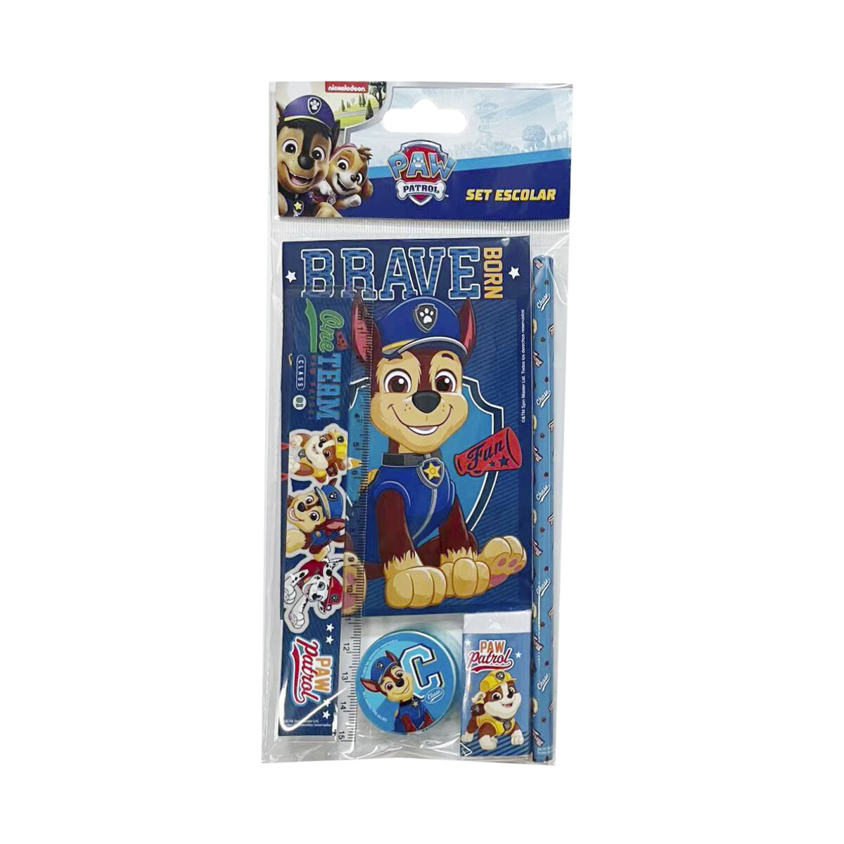 Set x 5 Útiles Escolares con Libreta Paw Patrol - AZUL 