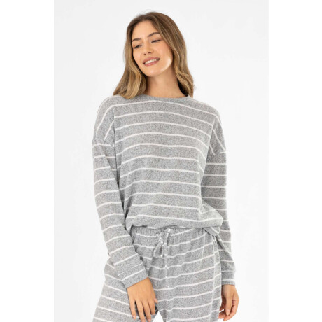 Pijama hacci rayado gris Gris
