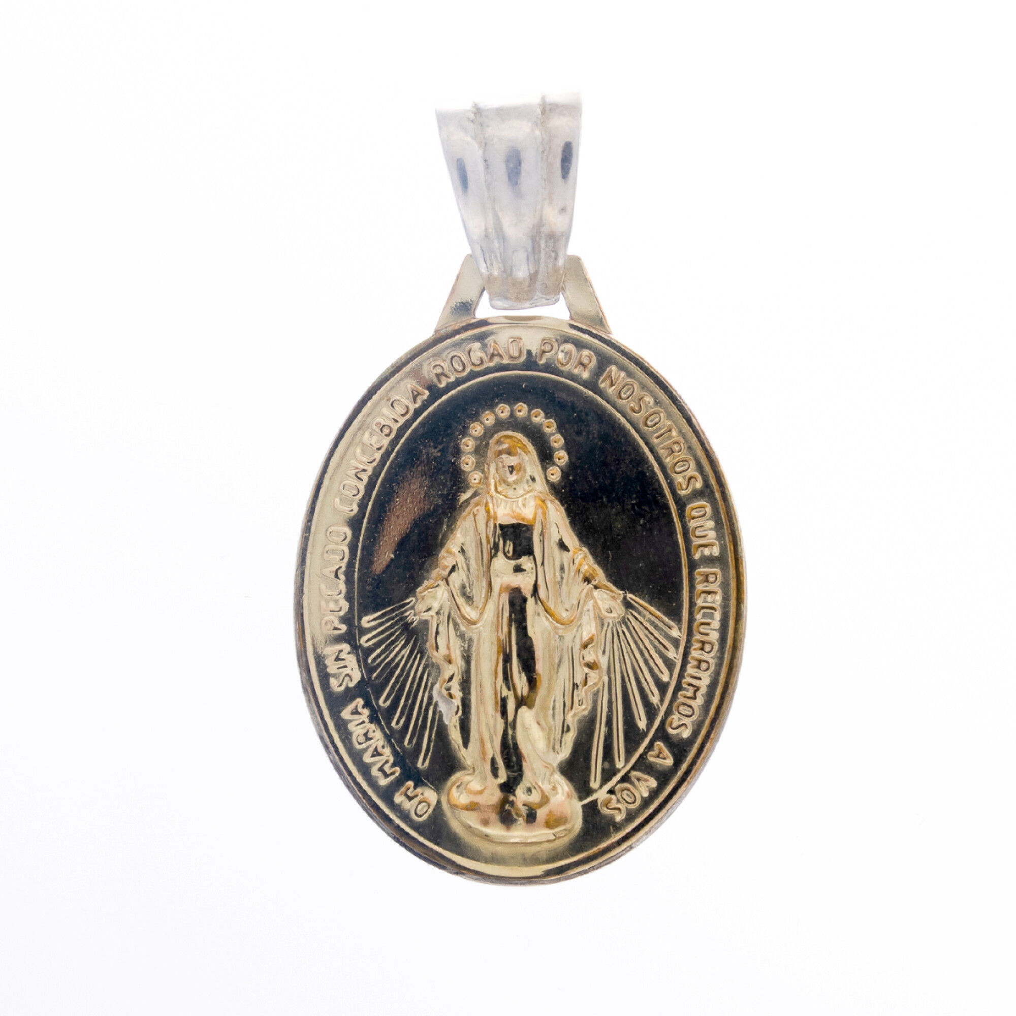 Medalla de plata 925 y double en oro 18 ktes, MILAGROSA. — Veroca Joyas