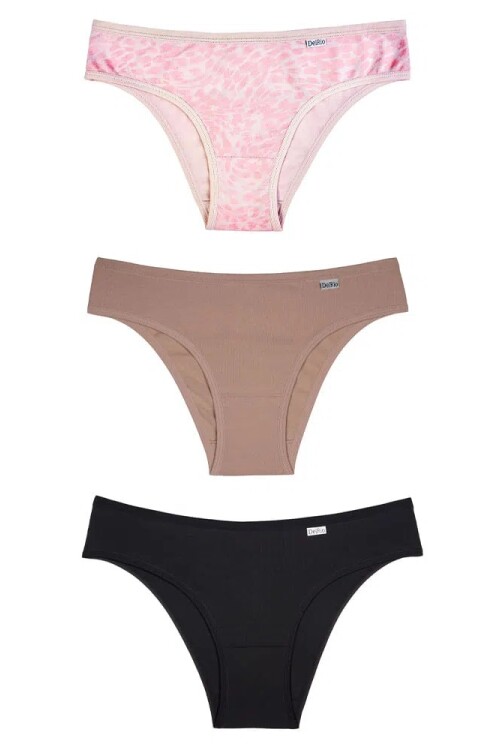 DEL RIO Pack trio bikini algodón Estam/Roman/Neg