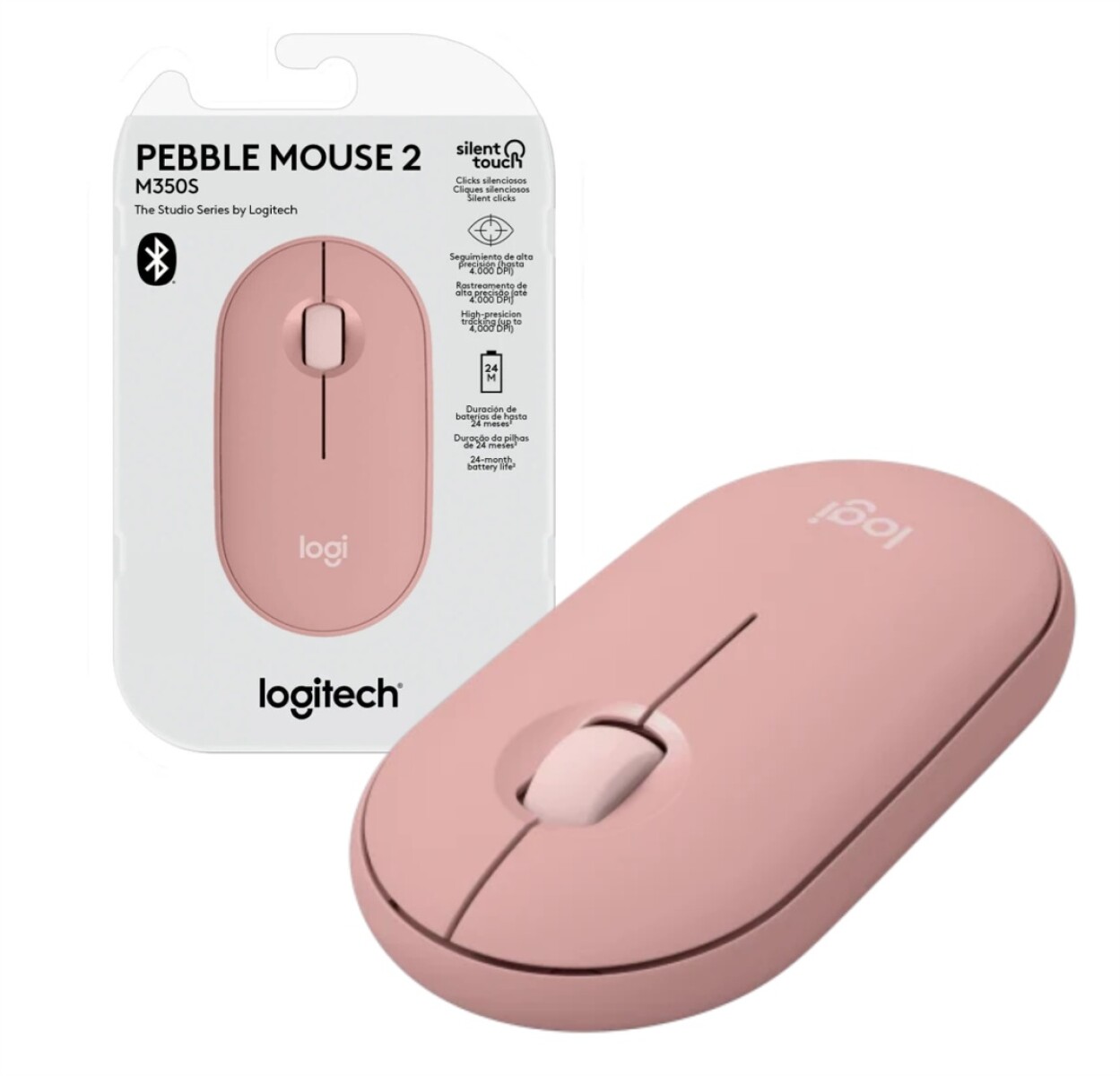 Mouse Logitech M350S Pebble 2 Bluetooth Rosa - 001 