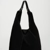 Bolso The Shopping En Cuero Gamuza Negro