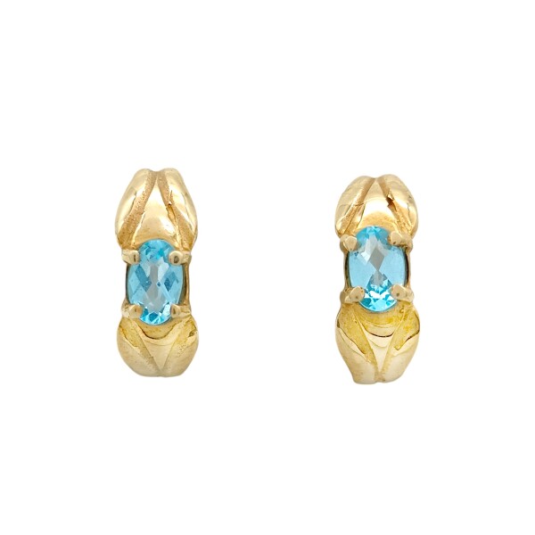 Caravanas aros Aguamarina - Oro bajo - Aguamarina - CA8094 conpiedra