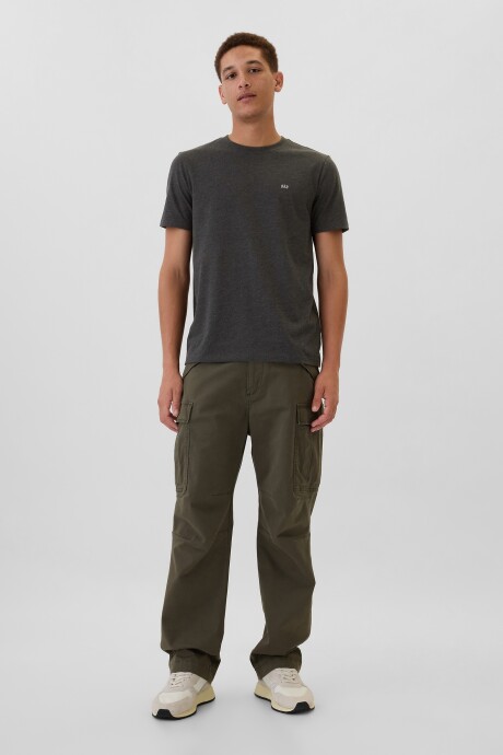 Remera Cuello Redondo Mini Logo Gap Hombre Charcoal Heather