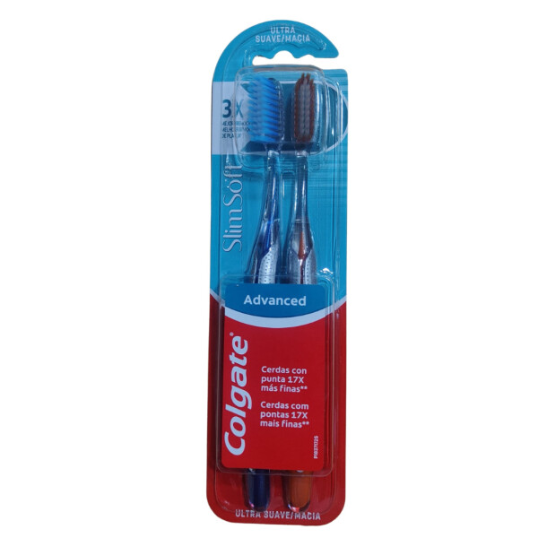 Cepillo Dental Slim Soft Advanced Ultra Suave Pack x2 - Colgate Cepillo Dental Slim Soft Advanced Ultra Suave Pack x2 - Colgate
