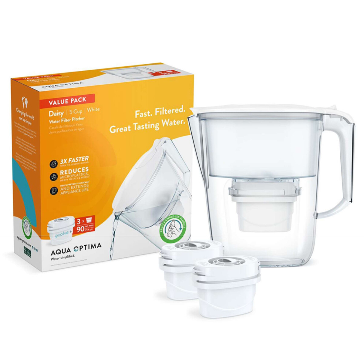 Jarra Daisy + 3 Filtros Evolve - BLANCO 