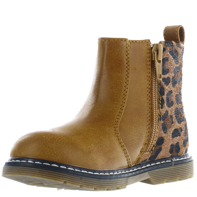 Bota de Niña Mini Miss Carol TOTI con detalle de estrella y animal print en talon Tan