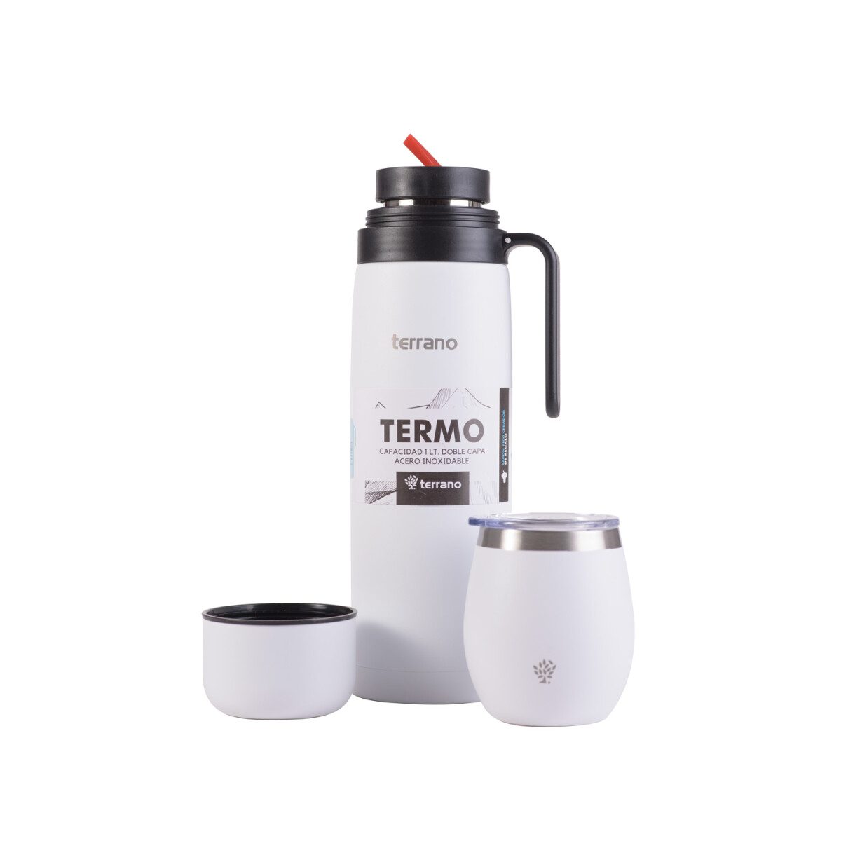 Kit Termo Manija Rigida + Mate con Tapa - Blanco 