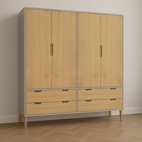 ROPERO - 4 PUERTAS LINEA WOOD GRIS