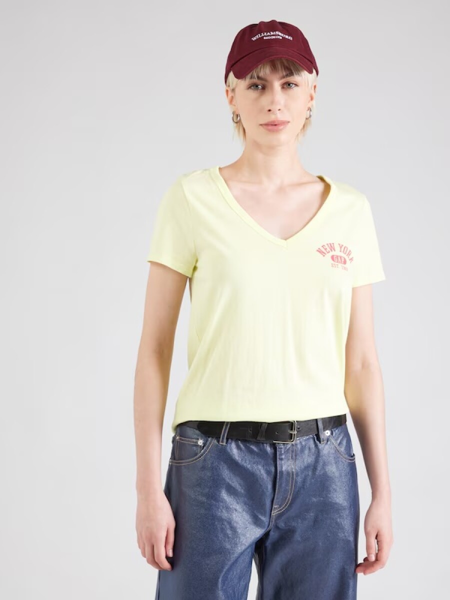 Remera Gràfico Escote V Mujer - Citron 