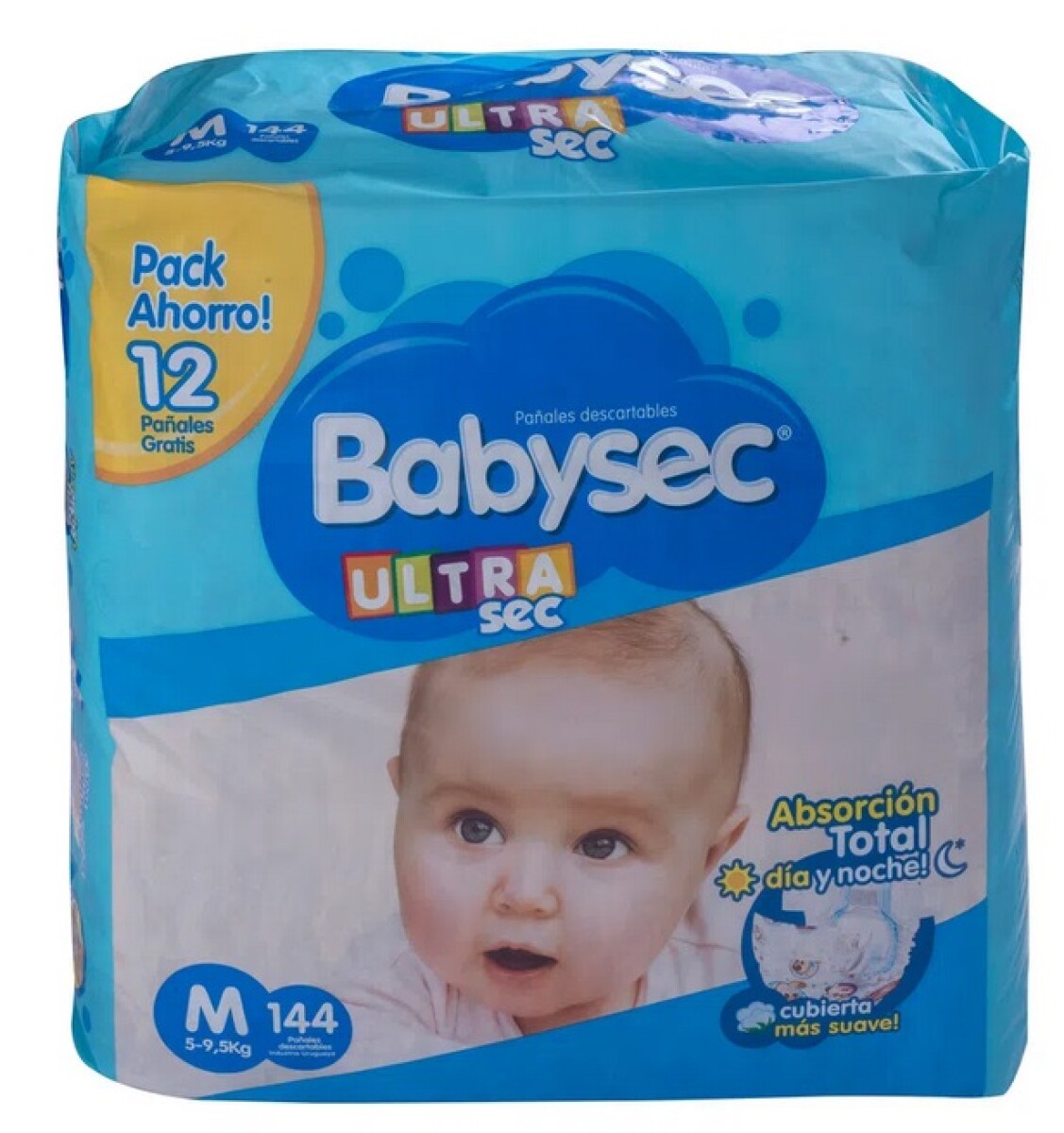 PAÑAL BABYSEC ULTRA SUPER JUMBO PACK MED X 144 UNID (AZUL) 