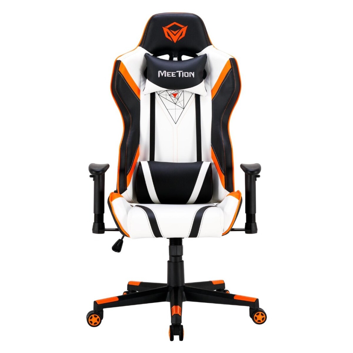 Silla Pc Gamer Meetion CHR15 - BLANCO-NEGRO-NARANJA 