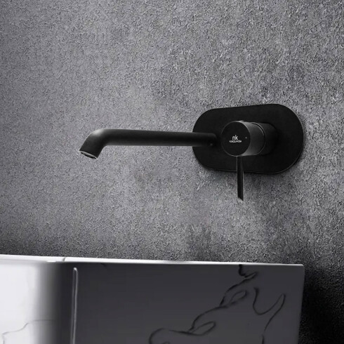GRIFERIA LAVATORIO DE PARED NEGRO MATE LINEA ROUND NEGRO