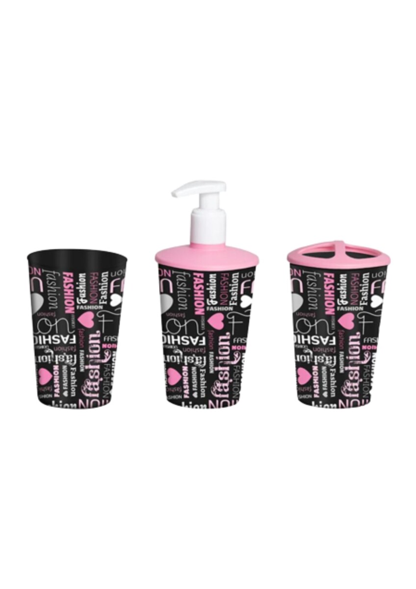 SET HEREVIN BAÑO 3PCS PLASICO FASHION VASO PORTA CEPILLO 